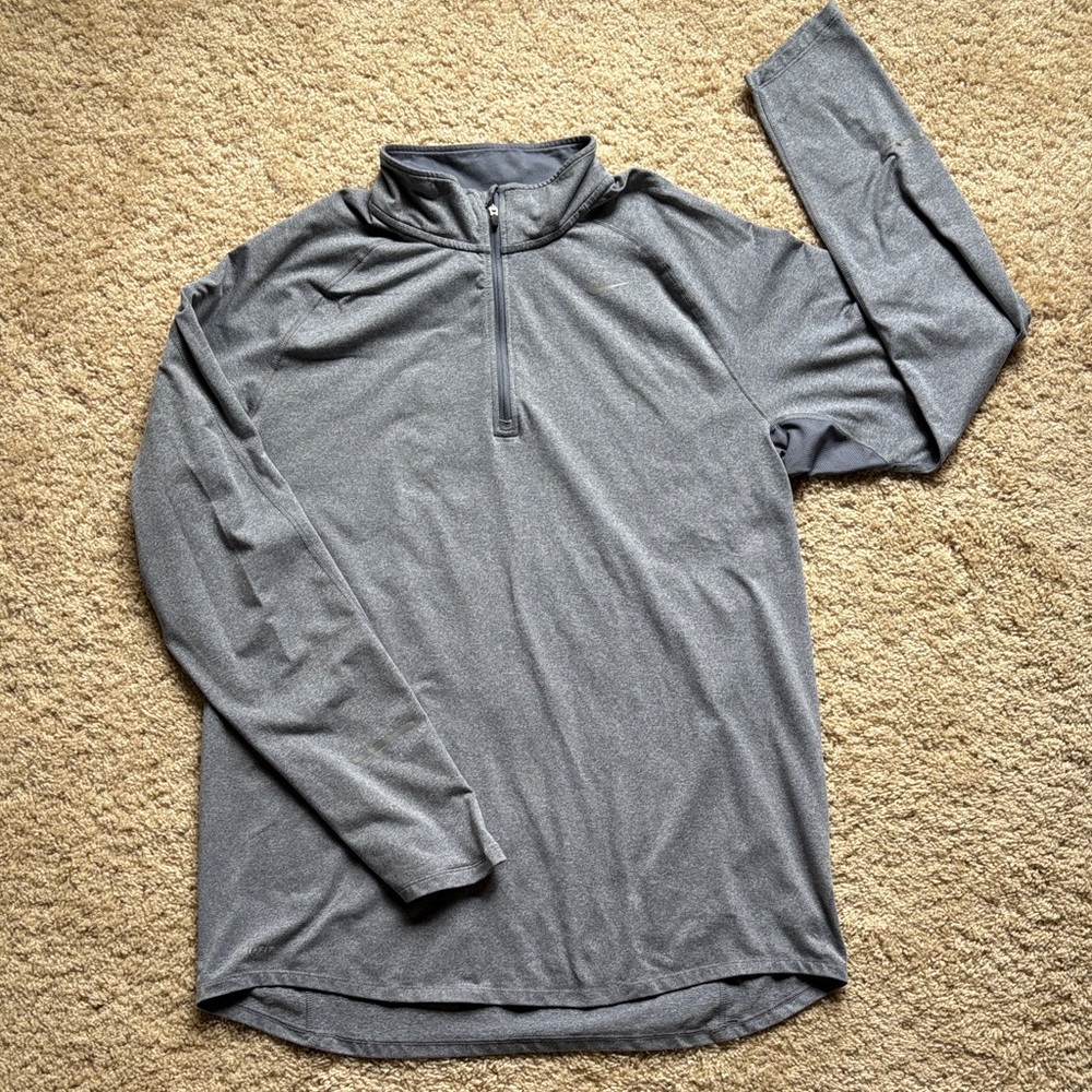 Nike Gray Dri-FIT Quarter-Zip Running Pullover